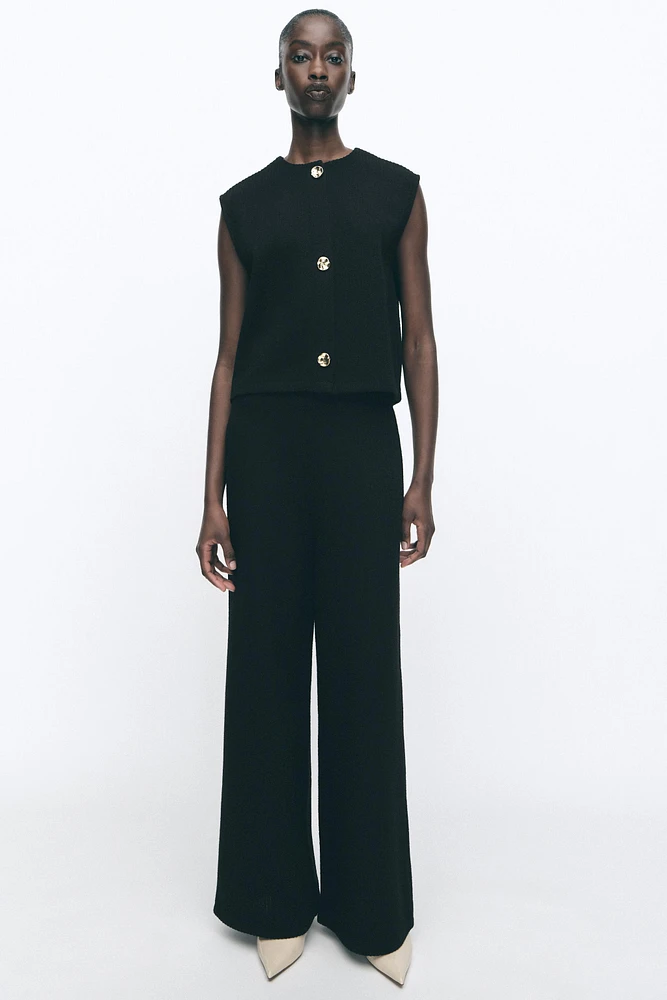 TEXTURED WIDE LEG PANTS