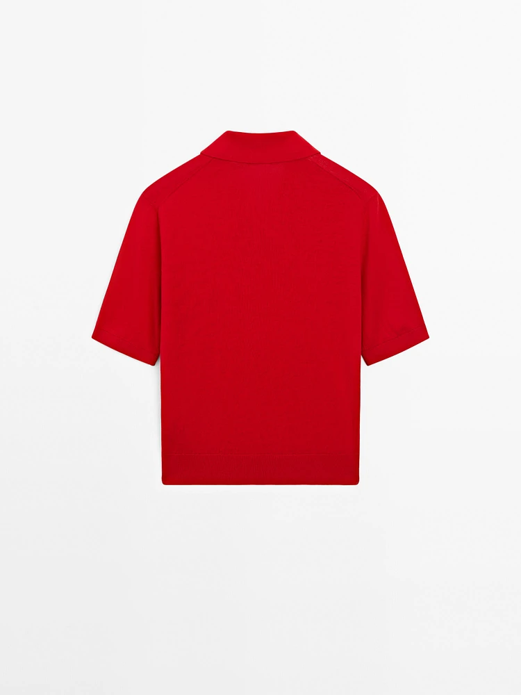 Short sleeve polo sweater