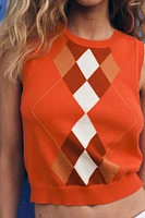 TOP GILET EN MAILLE À LOSANGES