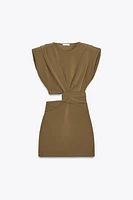 CUT OUT SHOULDER PAD DRESS