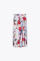 PRINTED SATIN EFFECT MIDI SKIRT