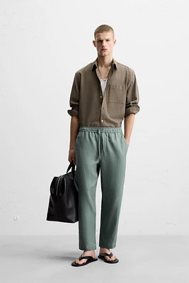 100% LINEN REGULAR FIT PANTS