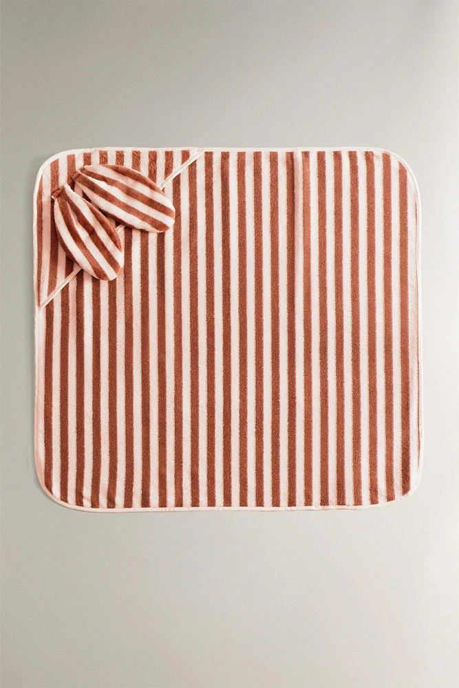 CAPE DE BAIN ENFANT VELOURS RAYURES