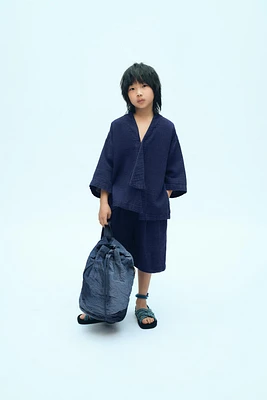 PLEATED DENIM SHORTS X FANGLU LIN