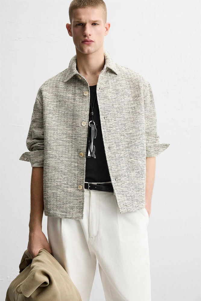 STRUCTURED CONTRAST OVERSHIRT