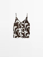 Flowing strappy animal print top