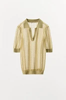 TOP POLO EN MAILLE AJOURÉE