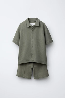 TEXTURED SHIRT AND BERMUDA SET