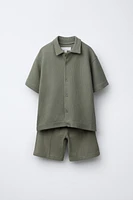 TEXTURED SHIRT AND BERMUDA SET