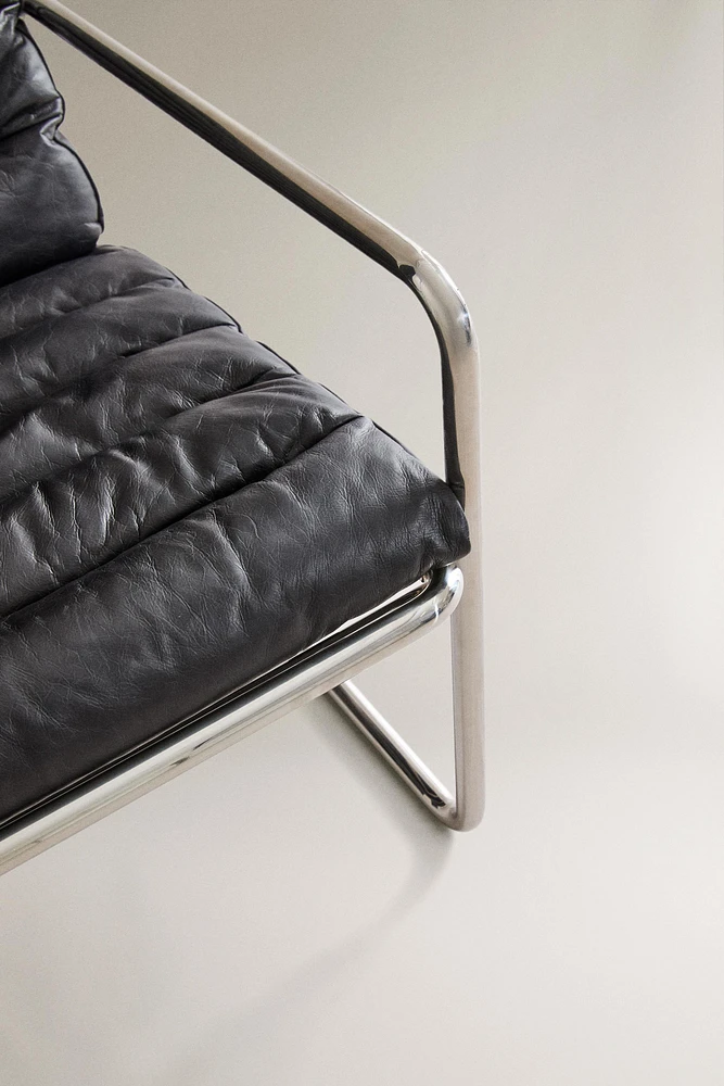 METAL AND LEATHER ACCENT CHAIR