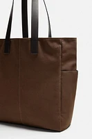 LEATHER AND FABRIC TOTE