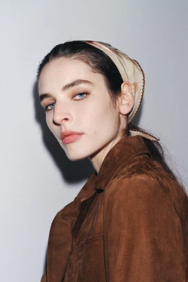 EMBROIDERED FLORAL POINTELLE BANDANA