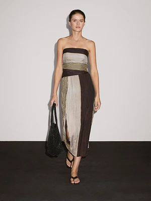 Strapless dress with gathered detail