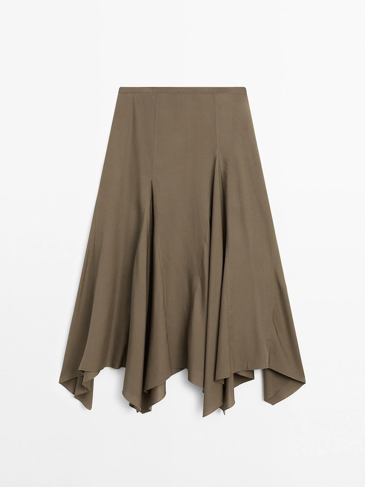 Asymmetric flounce midi skirt