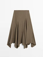 Asymmetric flounce midi skirt