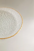 RAISED GLASS CHARGER WITH GOLD RIM