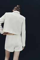 BOW TRIM TEXTURED BLAZER