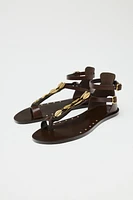 LEATHER SANDALS WITH ORNAMENT