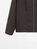 Faded total look linen bomber jacket