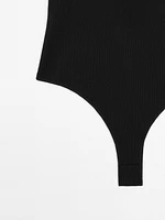 Knit halter bodysuit with V-neck - STUDIO
