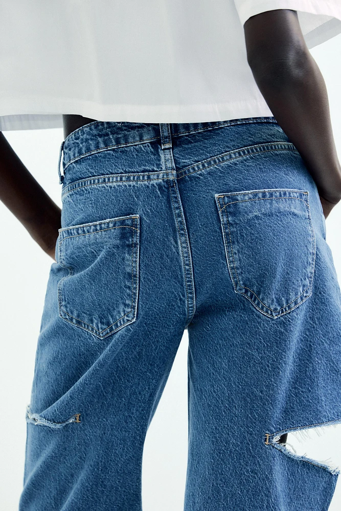 Z1975 MID-RISE STRAIGHT CUT OUTS RIPPED JEANS