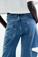 Z1975 MID-RISE STRAIGHT CUT OUTS RIPPED JEANS
