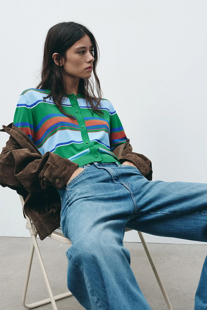 STRIPED POLO CARDIGAN