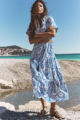BELTED PRINTED SHIRT DRESS