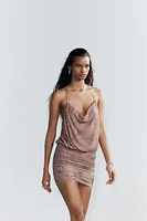 BEADED AND SEQUINED MINI DRESS