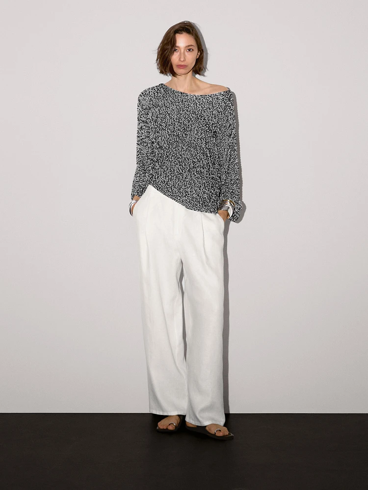 Pull en maille chinée 100 % coton