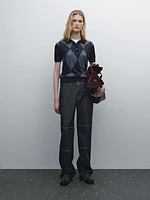 High-waist straight-leg jeans with seam details
