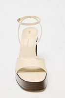 LEATHER PLATFORM HEELED SANDALS