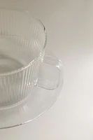 BOROSILICATE GLASS TEACUP AND SAUCER