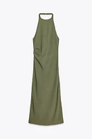 TEXTURED HALTER DRESS