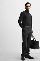 WOOL BLEND TEXTURED PANTS