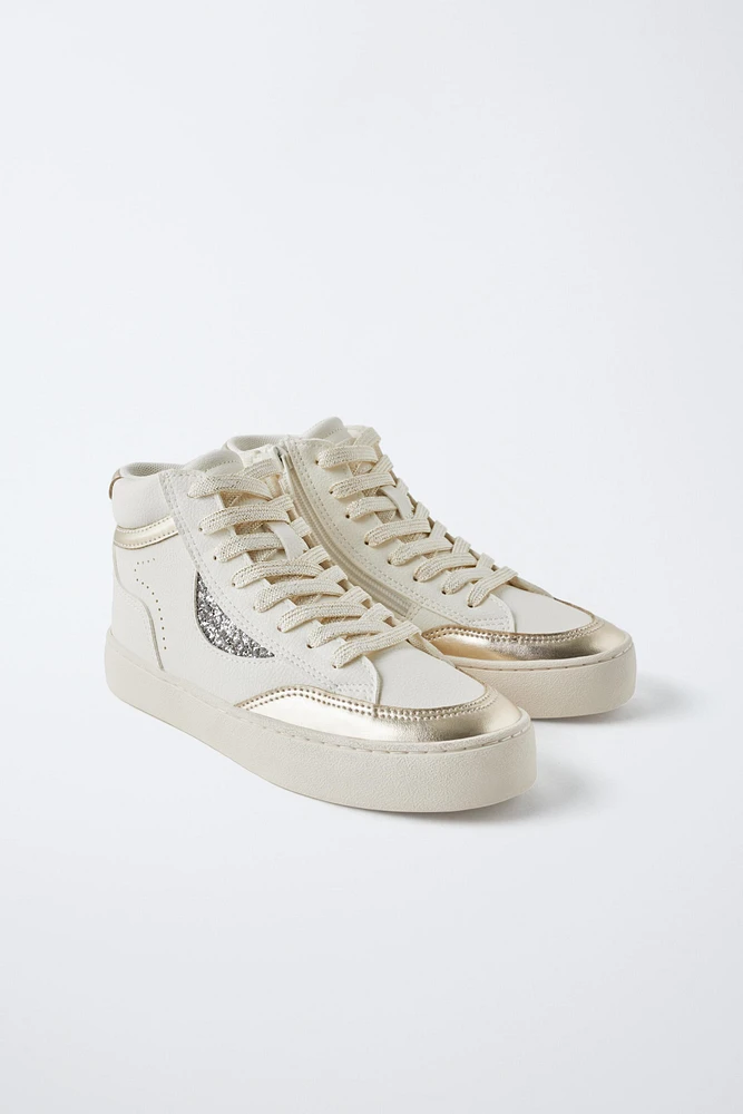METALLIC HIGH TOP SNEAKERS