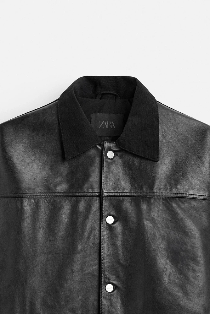 CONTRASTING LEATHER JACKET