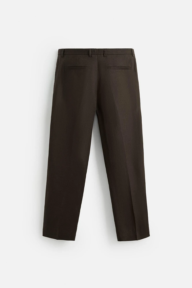 100% LINEN PLEATED PANTS