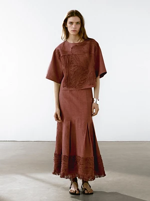 Flowing top with embroidered detail
