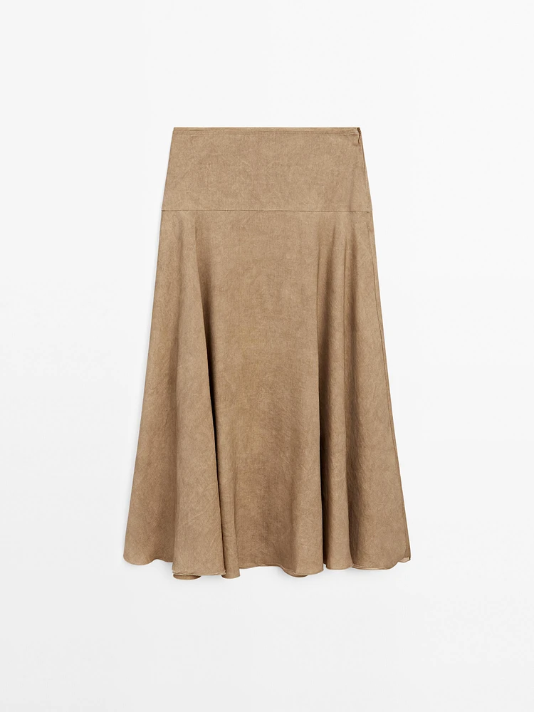 Jupe midi ample lin mélangé