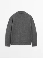 Double wool blend bomber jacket
