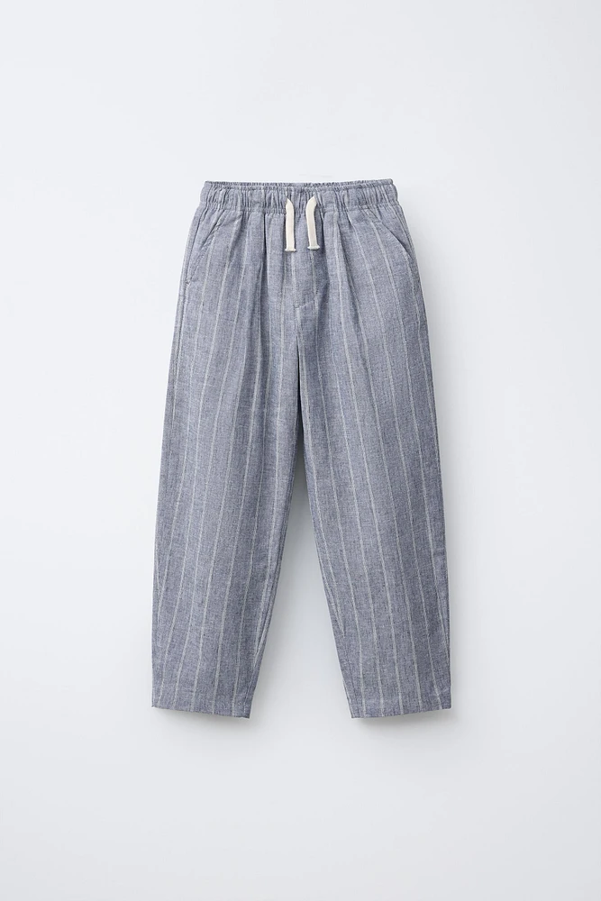 STRIPED LINEN BLEND PANTS