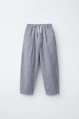 STRIPED LINEN BLEND PANTS