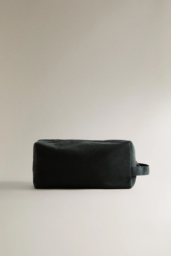 PLAIN COTTON BEACH TOILETRY BAG WITH HANDLE