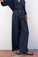 PANTALON WIDE LEG TAILLE HAUTE À PINCES