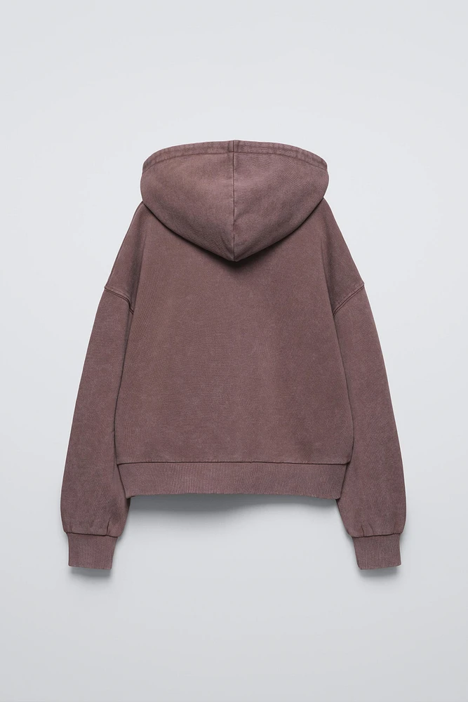 WASHED EFFECT HOODED JACKET