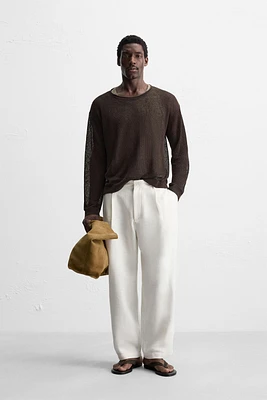 LINEN BLEND TEXTURED SWEATER