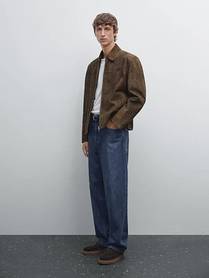 Blouson en cuir caprin finition daim