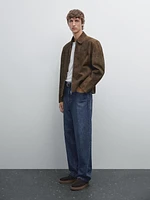 Blouson en cuir caprin finition daim