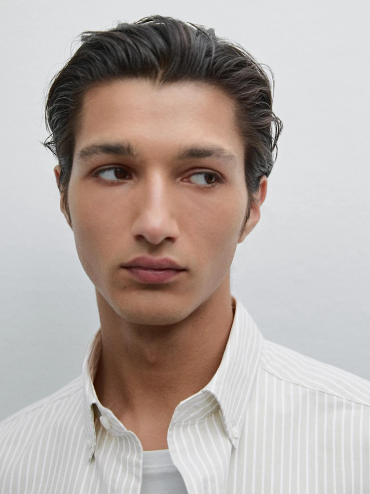 Chemise oxford slim à rayures en coton